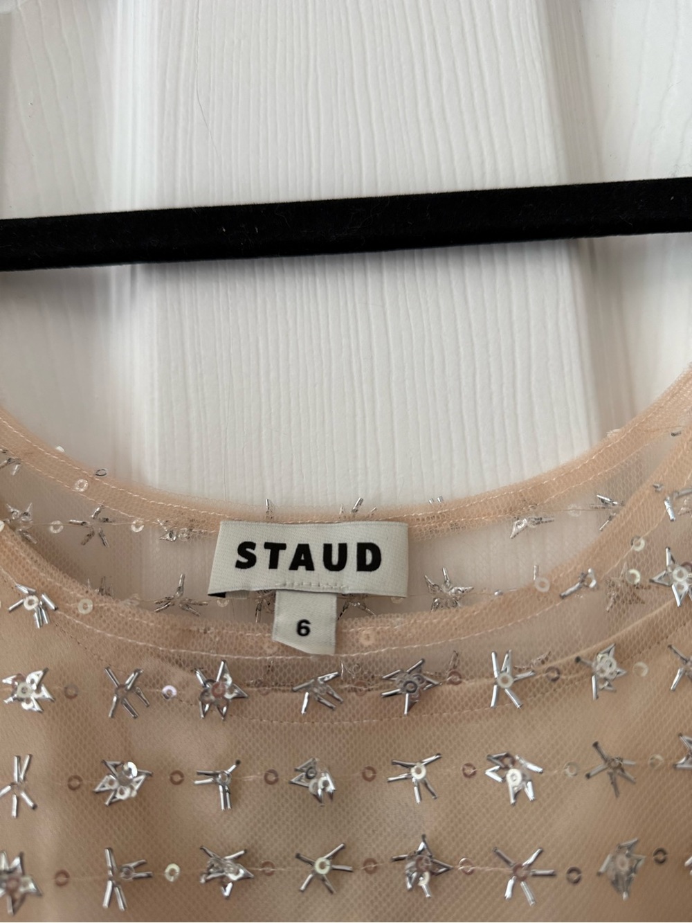 STAUD Aurielle Beaded Tulle Maxi Dress Stardust NEW with tag - Picture 9 of 12